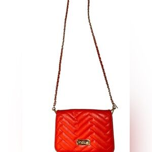 𝅺BEBE Fabiola Quilted Vegan Leather in Candy Apple (Deep Orange) Crossbody